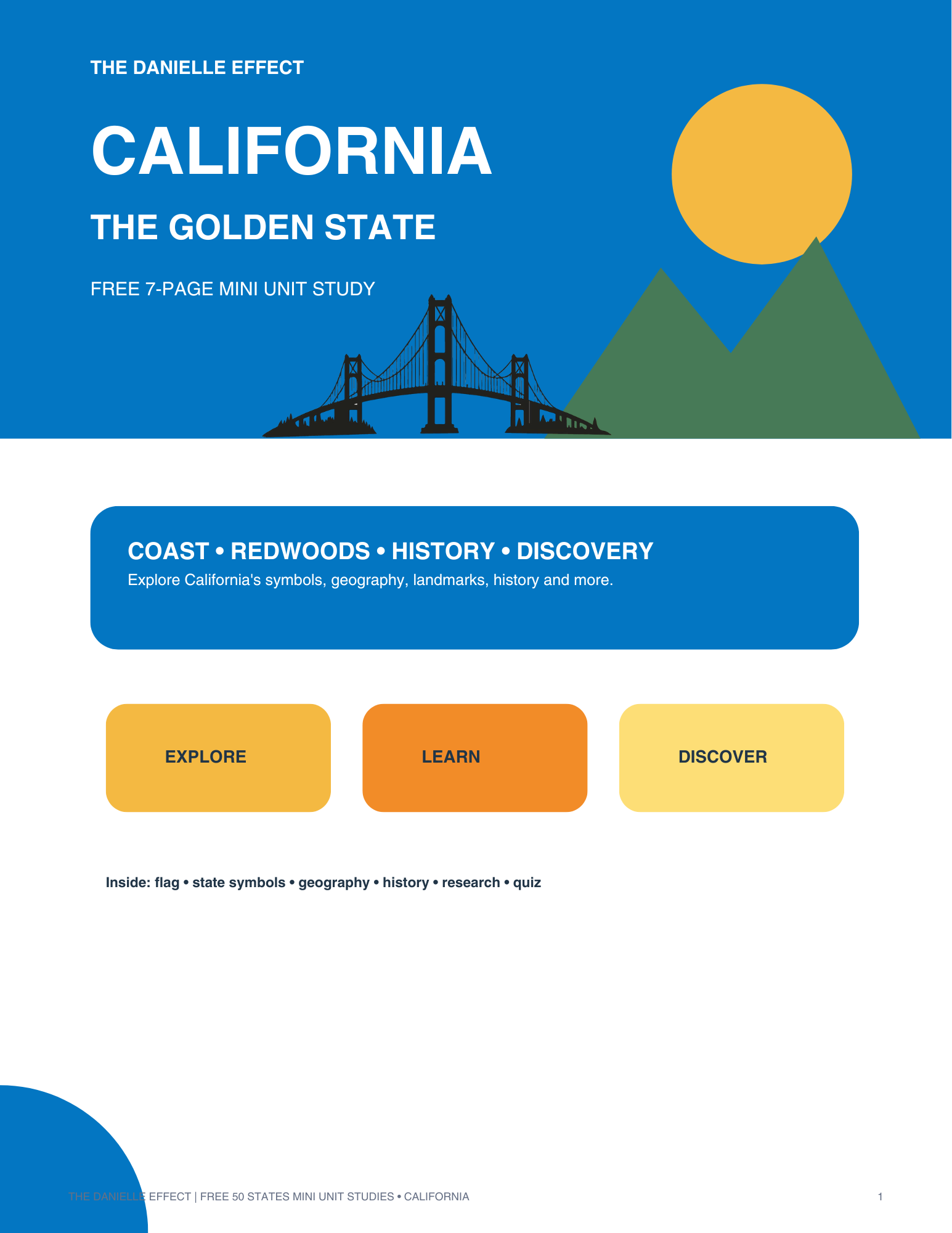 Free California Mini Unit Study cover