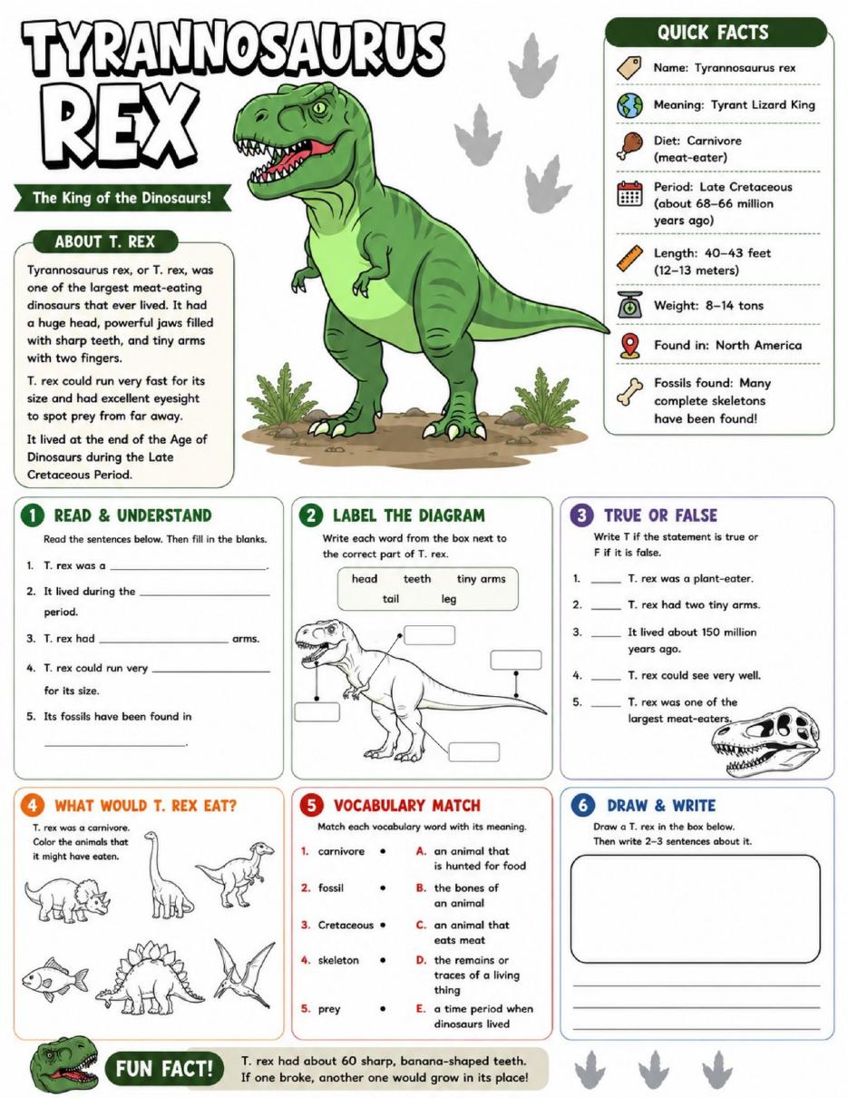 Dinosaur Information Worksheet Pack cover
