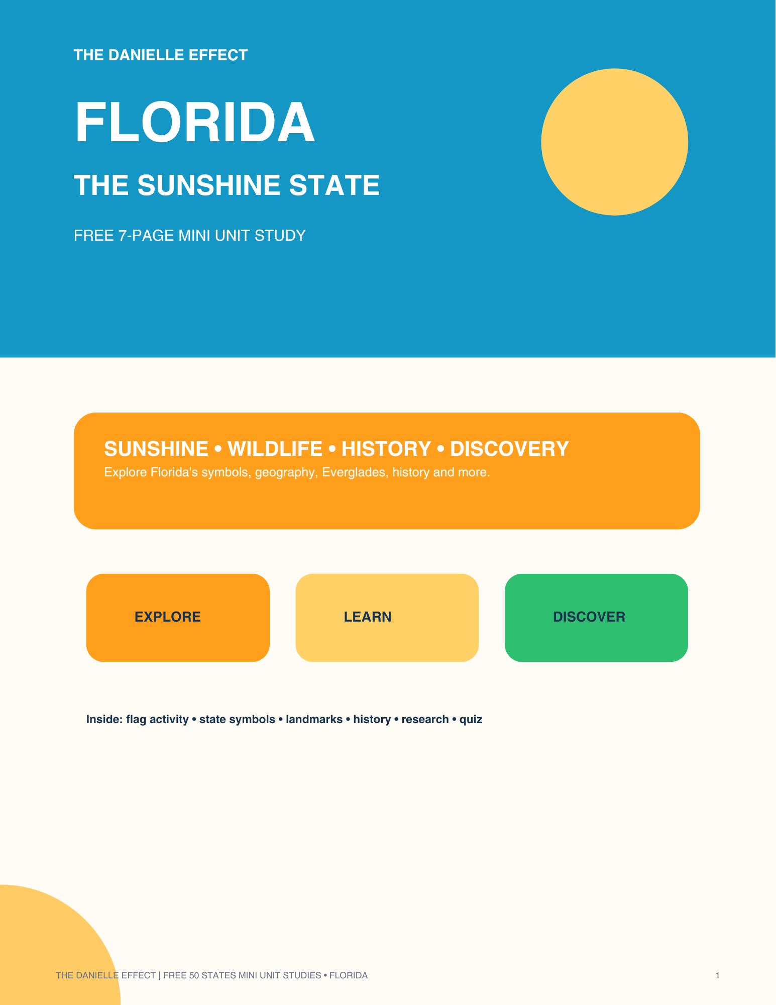 Free Florida Mini Unit Study cover