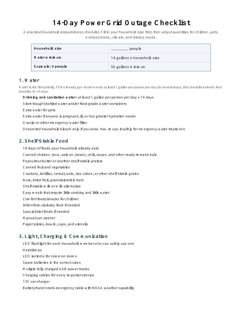 14-Day Power Grid Outage Checklist cover
