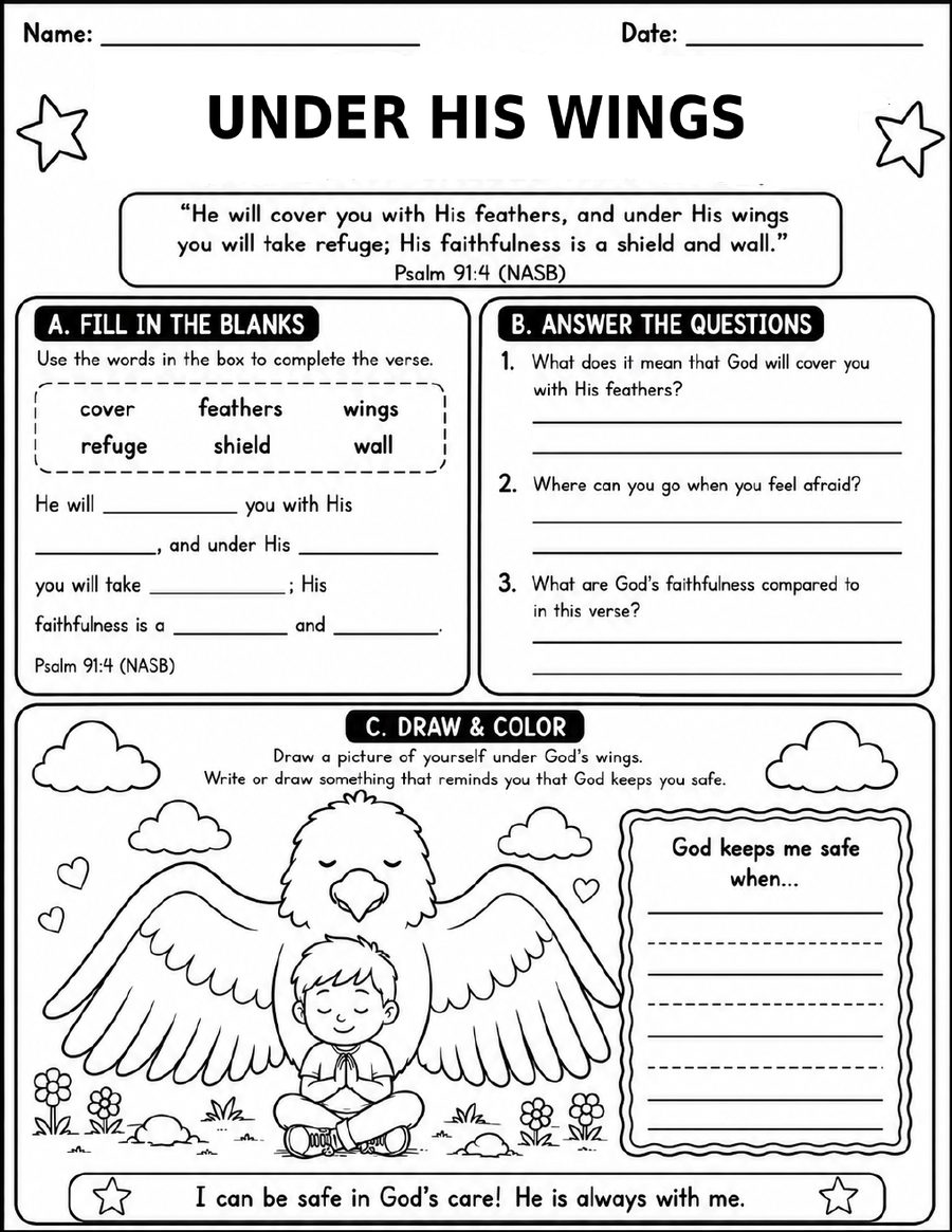 Psalm 91 Elementary Worksheet Pack cover